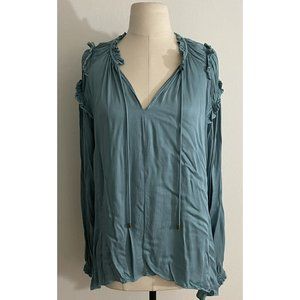 Sundance Catalog Turquoise 100% Rayon Long Sleeve So In Love Top Women’s XL